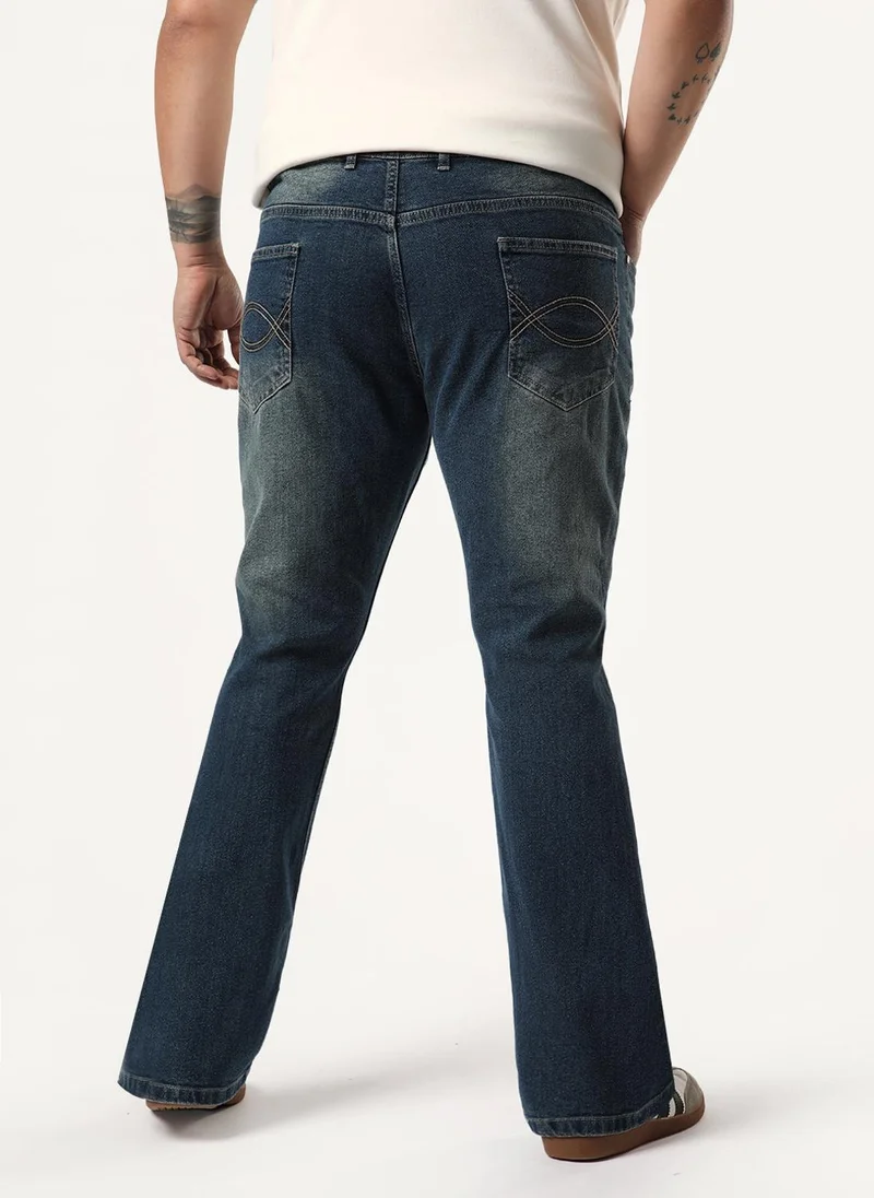 Urbano Fashion  Urbano Plus Men's Light Blue Bootcut Fit Mid Rise Heavy Washed Jeans Stretchable for Men | Best Price UAE
